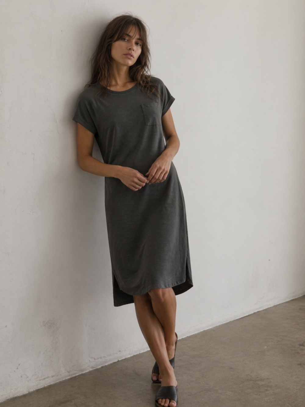 PRANA Sage Green Midi Dress with Pocket